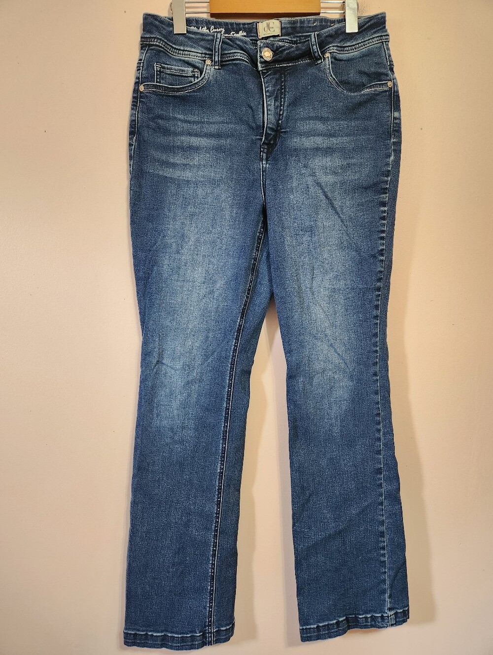 JC Jeans Size 14 High Rise Slightly Curvy Tummy Control Studded Bootcut Denim